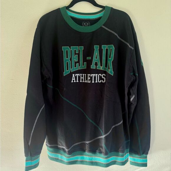 Bel-Air Athletics Men’s Sweatshirt crew neck XL black green varsity will smith - Picture 1 of 3